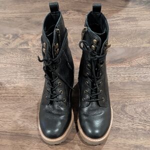 Crown Vintage Yuliana Black Lace-Up Heeled Boots